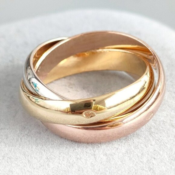 CARTIER Trinity Ring 49 K18YG 18K Yellow Gold White Gold Rose Gold Women's - Picture 4 of 10